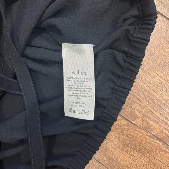 Aritzia Wilfred Eleanora Blouse Top Size XS Black Cropped Off Shoulder Tie Front - Picture 5 of 9